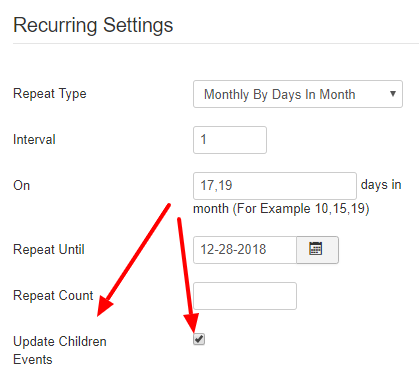 Update children events