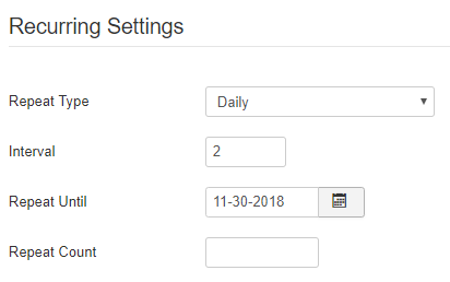 Daily Recurring Events Settings