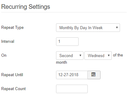 Monthly recurring event by day in week