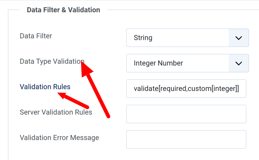 Client Side Validation Settings