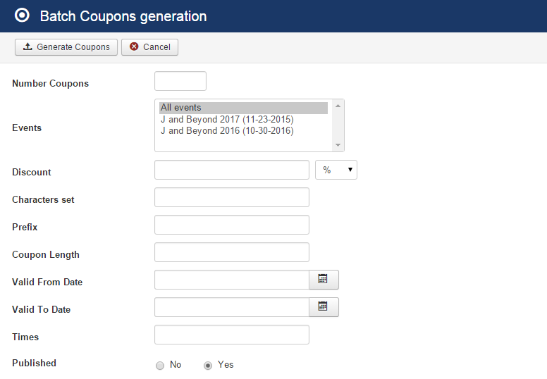 Batch Coupon Generation