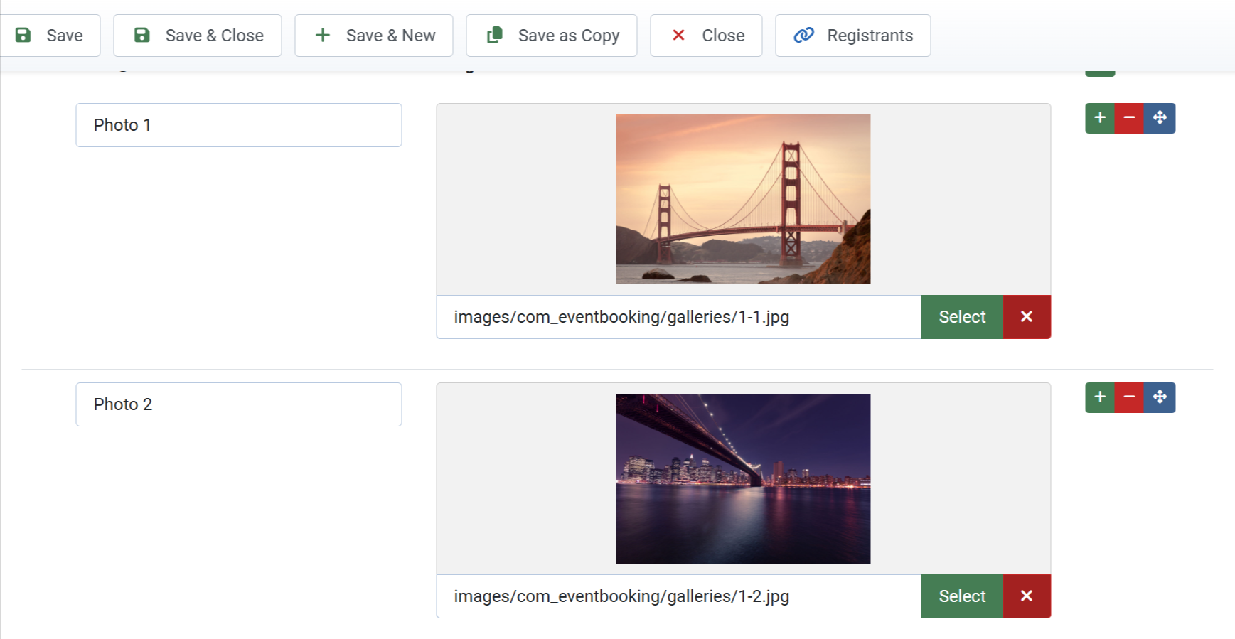 Add images gallery for event