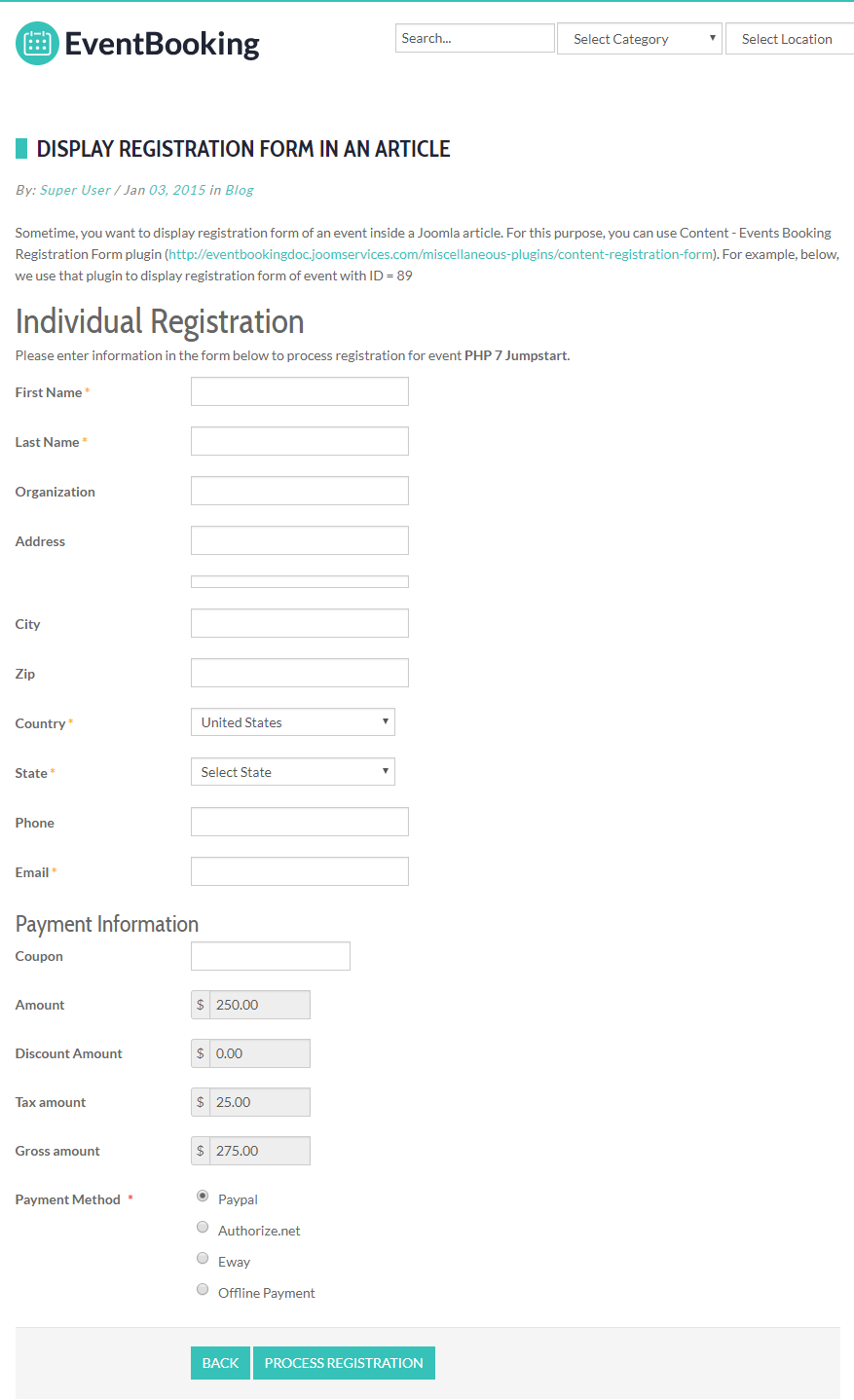 Content Registration Form