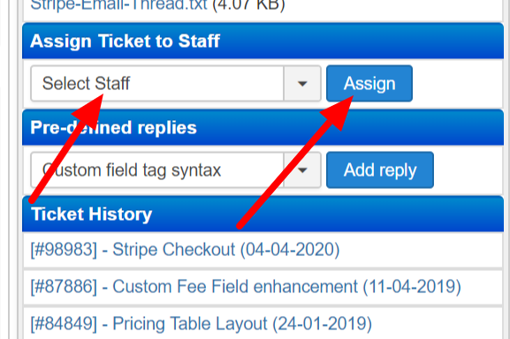 Assign Ticket