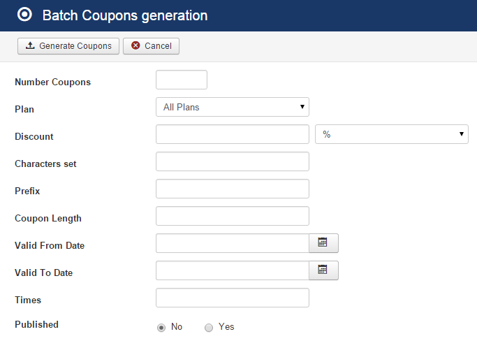 Batch Coupon Generation