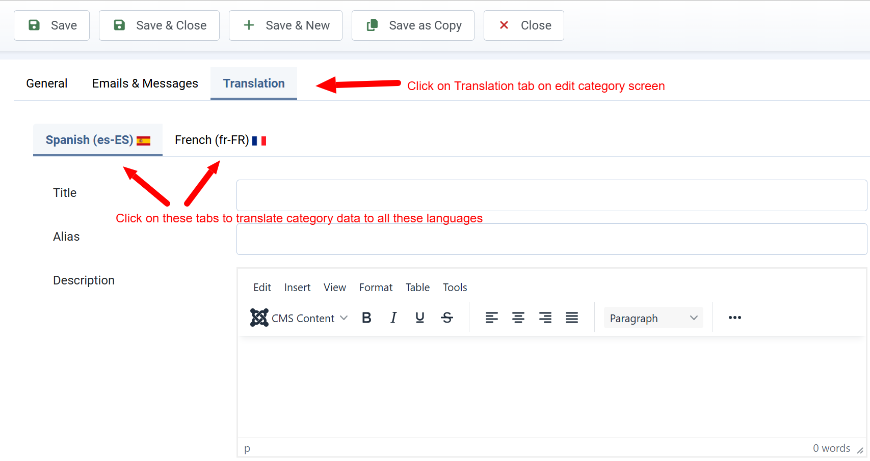 Translate Categories