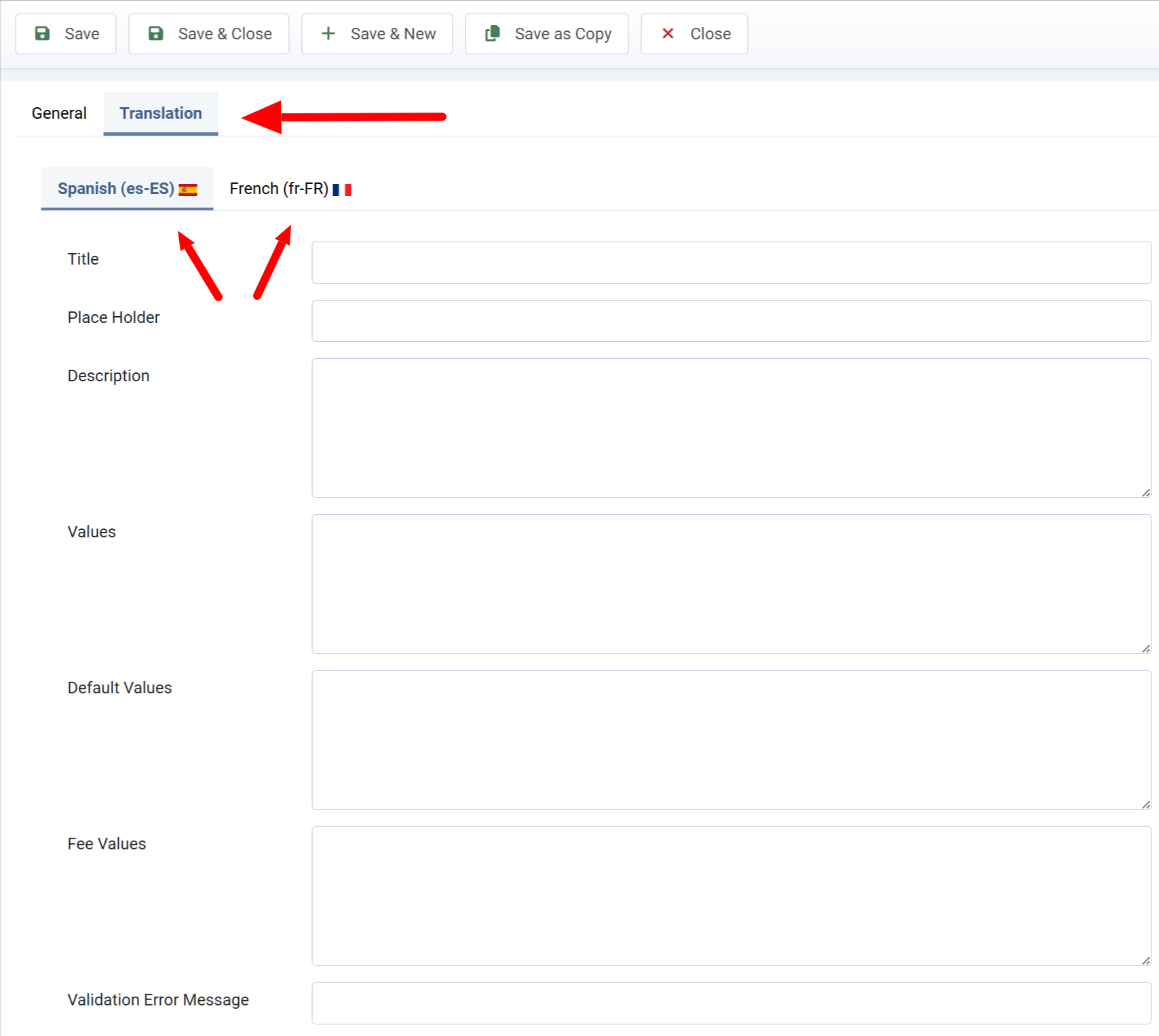 Translate custom fields