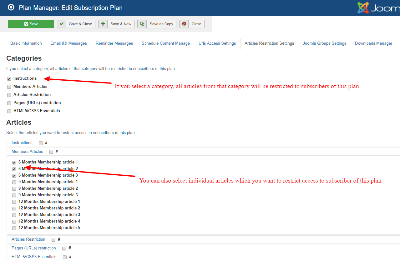 Article Restrictions